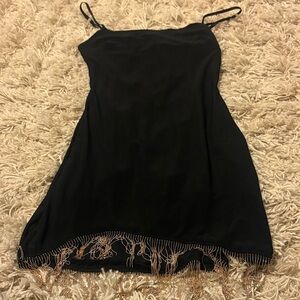 Elegant Black Dress with Beaded Fringe